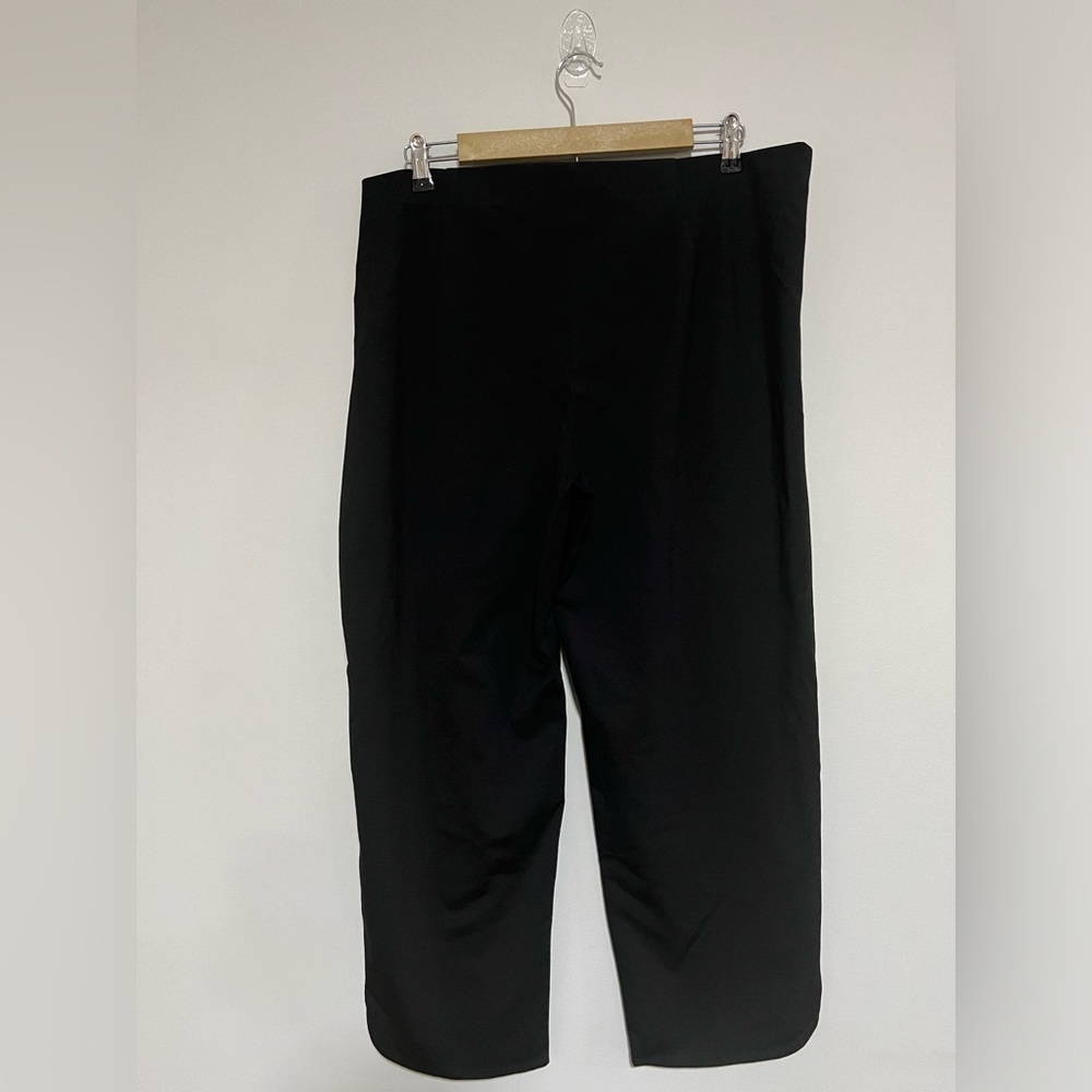 Ming Wang Black Flat Front Tulip Hem Pants Size XL Minimalist Capsule Classic - Picture 2 of 8